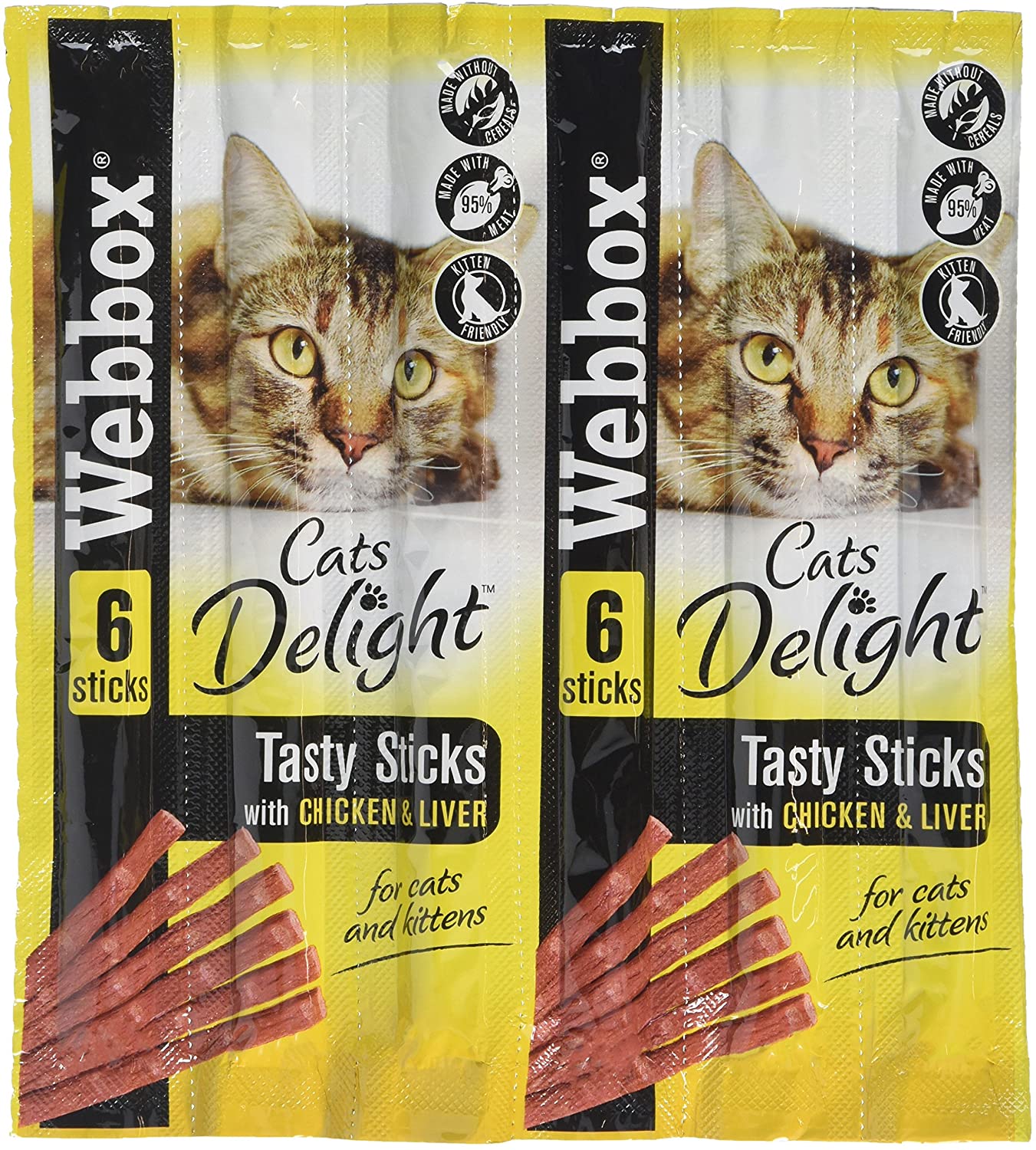 Webbox Delight Cat Sticks Chicken and Liver, 12x30g, 30 g (Pack of 12)