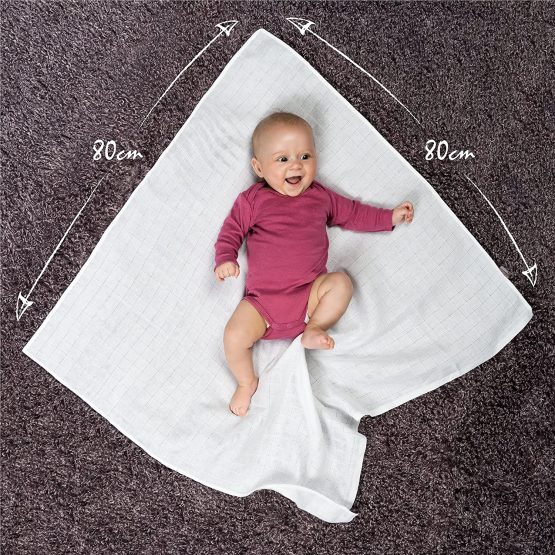 Makian - Baby Muslin Squares / Burp Cloth / Swaddles, 10 Pack, Large 80x80 cm, White | Premium Quality - Double Weaved,  OEKO-TEX Certified, washable at 90°C - Image 3