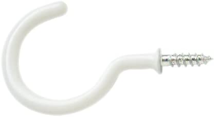 Merriway® BH00041 (25 Pcs) Plastic Coated Shouldered Mug Cup Hooks, White 32 mm (1.1/4 inch) - Pack of 25 Pieces