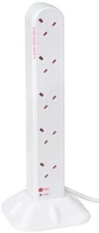 Duronic 10 Way Extension Lead Tower ST10W, White, 10 WAY WHITE
