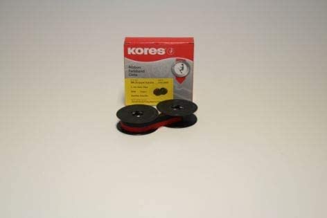 Kores - Silk Typewriter Ribbon, Black/red, Standard DIN Double Spool