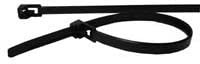 Cable-Tex 100 pack of Releasable Cable Ties Tidy 200 x 8.0mm Black