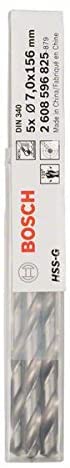 Bosch 5x PRO Metal HSS-G Twist Drill Bit Long Length (for Non-ferrous metals, Steel, diameter 7,00 mm