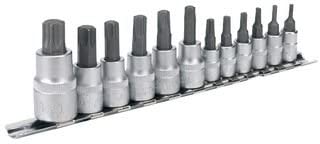 Sealey Ak6213 TRX-Star Socket Bit Set 12Pc 1/4 3/8 and 1/2Sq Drive, Silver, 3/8"