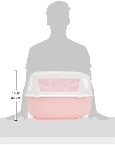 Ferplast Hooded Cat Litter Tray Box, PRIMA DECOR Cat Toilet Box with Door and 2 Activated Carbon Filters against bad odors - Image 3