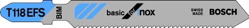 Bosch Professional 3x Jigsaw Blade T 118 EFS Basic for Inox (for Stainless steel sheets Accessories Jigsaw)