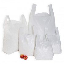 Sabco - 100 x Strong White 'Vest' Style Plastic Carrier Bags | 100% Recyclable HEAVY DUTY 21 Mu | Eco Friendly - (11 x 17 x 21")
