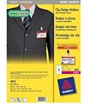 Avery 4832 Clip Badge Holders with Printable Name Inserts (90 x 60 mm Badges) - White, Pack of 25