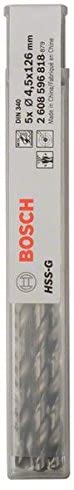 Bosch 5x PRO Metal HSS-G Twist Drill Bit Long Length (for Non-ferrous metals, Steel, diameter 4,50 mm