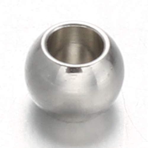 DanLingJewelry 100pcs 8mm 304 Stainless Steel Round Beads Metal Spacer Beads Tiny Smooth Beads for Necklaces Bracelets Jewelry Making 3mm Hole