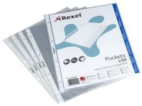 Rexel Quality A4 Punched Pockets, Glass Clear, Pack of 50, 22465490, Transparent - Image 2