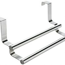 Wenko 79172100 Twin door towel rail, with 2 rods, Towel Rail For Cabinet Doors, Stainless Steel, 23.5 x 10.5 x 8.5 cm, Matt Silver