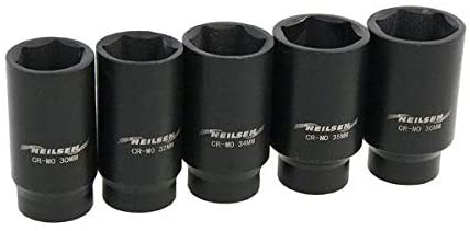 Neilsen CT1341 5pc 1/2in Drive Hub Nut Socket Set - Sizes: 30, 32, 34, 35, 36mm, Silver, Variety Pack - Image 2