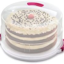 Metaltex Adjustable Cake Holder, White/Pink, 36 x 36 x 22 cm