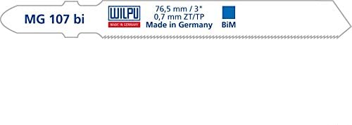 WILPU Jigsaw Blade MG 107 bi with Single cam Shank/T-Shank, 5 Pieces, 5-pack