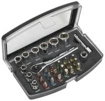 Sealey 1/4"Sq Drive Socket & Colour-Coded Bit Set 31pc - S01036, Silver, 1/4-Inch