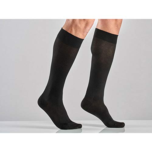 Sanyleg - Cotton Knee-Socks with a Strong Graduated Compression, Unisex, Black Colour, Size XL