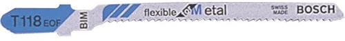 Bosch 5x PRO Metal Curve T118EOF Jigsaw Blade (for Steel sheets Steel sheets, Length 83 mm, Professional Accessory Jigsaw)