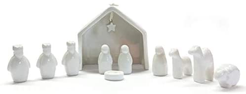 East of India: Boxed Porcelain Nativity Set, White