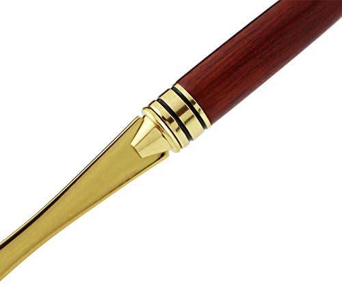 CaLeQi Handle Letter Opener knife Stainless Steel Knife Split File Envelopes Stationery Handle Portable Envelope Opener for School Home Work Uses (Mahogany gold letter opener) - Image 4