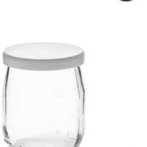 Rekean - Glass Yoghurt Jar with White Clipser Lids - Lot of 12 - Made in France - Capacity 143 ML