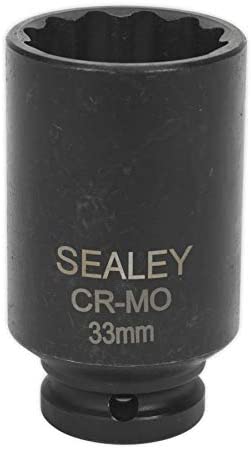 Sealey Sx0041 Impact Socket 33Mm Bi-Hex Deep 1/2Sq Drive, Black - Image 2