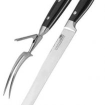 KitchenCraft KCCARVSETBLK MasterClass Deluxe Stainless Steel Meat Carving Set, 2 Pieces, Silver/Black