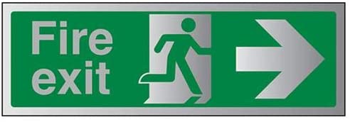 Vsafety Fluchtwegschild „Fire Exit“ Mit Pfeil – Selbstklebend, 450 X 150 Mm, Grün/weiß Nach EN ISO 7010
