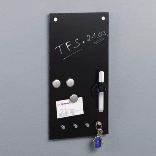 Zeller 11612 Memobord with Hooks Glass 20 x 4 x 40 Black, 20 x 40 cm - Image 3