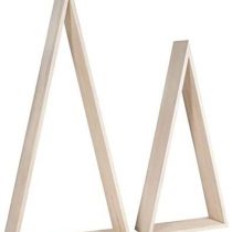 RAYHER Set of 2 Wooden Triangle Shape Shadow Box Frames for Craft, 3D Display Frame, natural wood, 20x7.5x42cm and 26x8x54cm, 62787000