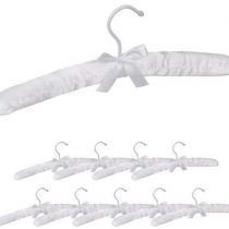 Relaxdays Satin Clothes Hanger Set of 10, Soft Padding, 360° Swivel Hooks, Decorative Bow, 38 cm Wide, White, 14 x 38 x 3cm