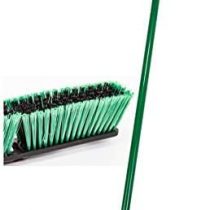 Stiff Yard Brush Heavy Duty Outdoor Broom – 18” Wide Garden Broom with Firm Synthetic Bristles and 120cm Strong Metal Handle, Sweeping Brush Outdoor Hard Broom for Large Gardens and Yards
