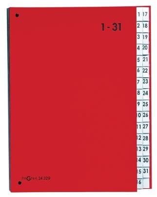 Pagna 24329-01 Desk Organiser 1-31 Coloured Cover 32-Piece Red, a4 - Image 2
