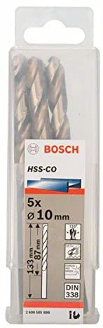 Bosch Professional 2608585898 5pc. HSS-Co Metal Drill Bit (stainless steel, 10 x 87 x 133 mm, accessory drill driver), Gold