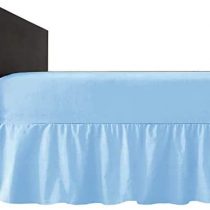 Mfabrics Poly-Cotton Extra Deep Fitted Valance Sheet - Easy Care, Machine Washable - Available in 20 Colours - 40cm Frilled - Single Double King Super King Pillowcase Pair (Sky Blue, King)