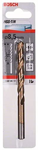 Bosch 2608596736 HSS-TiN DIN 338 Metal Drill Bits, Blue, 8.5mm x 75mm x 117mm