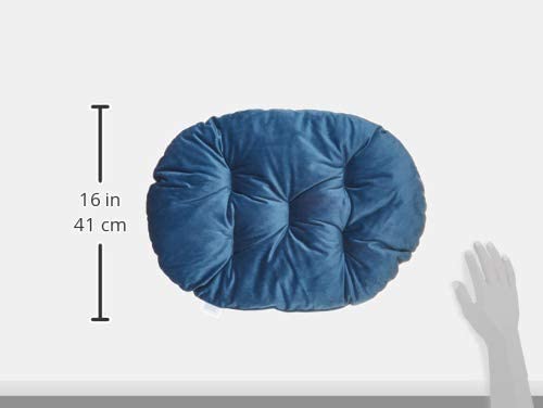 Ferplast Cat and Dog Cushion PRINCE 55/4, Padded Pet Bed, Double-face, Velvet, Washable, Blue, Black/White, 55 x 6 x 36 cm (L x W x H) - Image 3