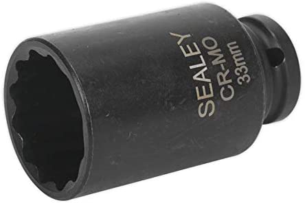 Sealey Sx0041 Impact Socket 33Mm Bi-Hex Deep 1/2Sq Drive, Black - Image 3