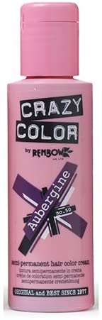 Renbow Crazy Color Semi Permanent Hair Color Cream Aubergine No.50 100ml, 100 ml (Pack of 1)