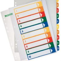 Leitz A4 1-10 Index, PC-Printable, Heavy Duty Plastic, White/Multicolour