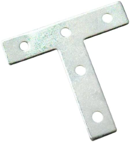Merriway® BH01194 (10 Pcs) Tee Shaped Repair Plates Brackets Braces Zinc Plated, 75 mm (3 Inch) - Pack of 10 Pieces