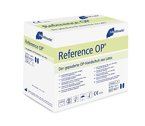 Meditrade Reference™ OP Surgical Gloves, Pure Latex, Powdered, Sterile, Suitable for All Surgical Areas, Natural, Size 7.5