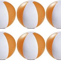 eBuyGB Pack of 6 Inflatable Colour Beach Ball Pool Game, Orange, 22cm / 9"