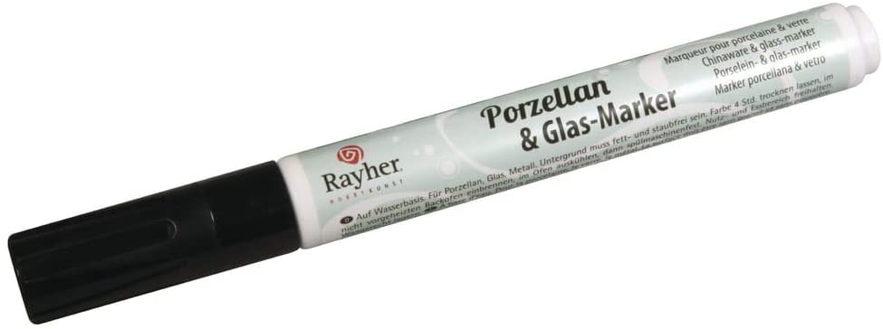 RAYHER 38709576 Porcelain and Glass Marker, 1 mm, Black, 1 stück (1er Pack)