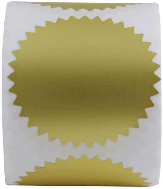 Hybsk 2" Gold Certificate Wafer Seals Labels Awards Legal Embossing Stickers (Gold) - Image 2