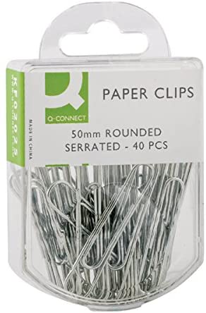 Q-Connect Paperclips Serrated 50 mm 10 x 40 (Pack of 400) KF02025Q, silver, Pack of 10