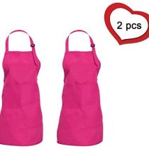 CWFUN 2 Pcs of White Kids-Children Apron,Aprons for Kids-Boys Girls Adjustable Aprons-Children Kid's Kitchen Cooking and Baking Aprons(4-12 Years Old-Children One Size, White)