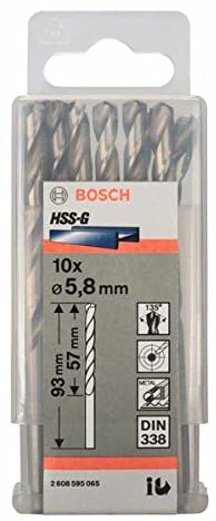 Bosch 10x PRO Metal HSS-G Twist Drill Bit Standard Length (for Non-ferrous metals, Steel, diameter 5,80 mm