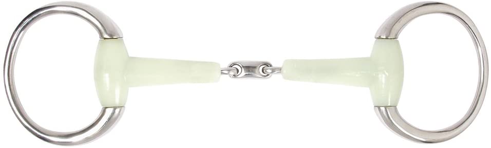 PFIFF Double-Jointed Plastic Eggbutt Snaffle Bit, White, 13,5 cm
