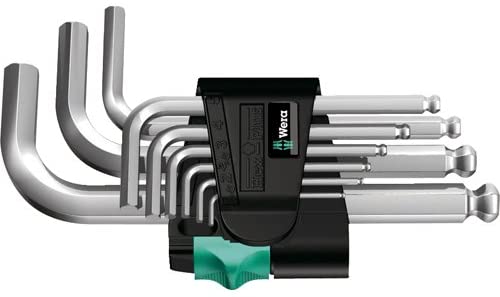 Wera 950/9 Hex-Plus 3 Chrome-Plated L-key Set, Metric, 1.5-10 mm, 9pc, 05133163001, Multi